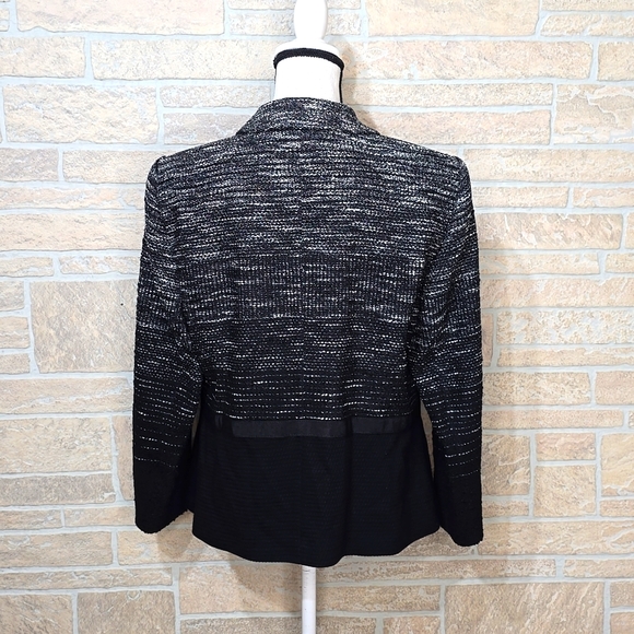 BASLER VARIEGATED TWEED RIBBON DETAIL BLAZER BLACK WHITE - Picture 3 of 14